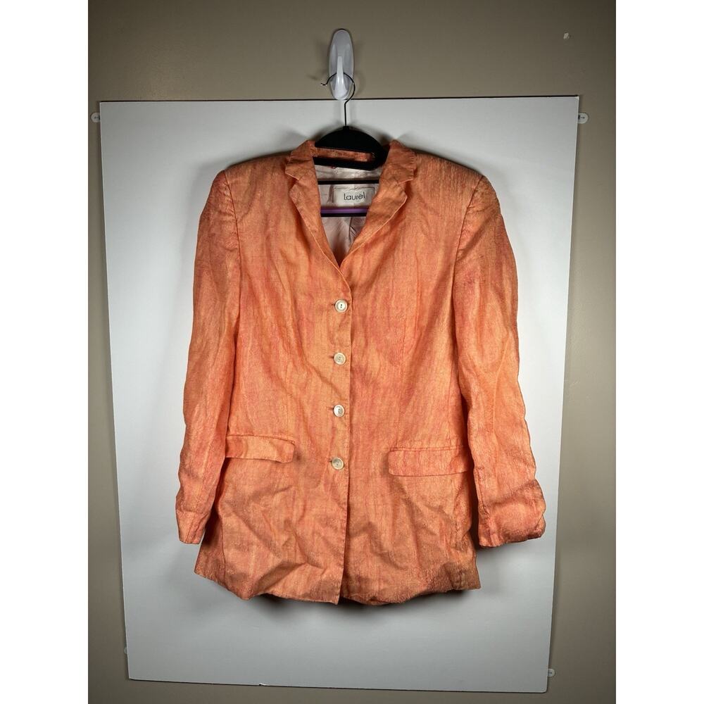 Vtg Laurel Escada Size 38 Terracotta Cotton Silk Blazer Jacket US 8 Old Money